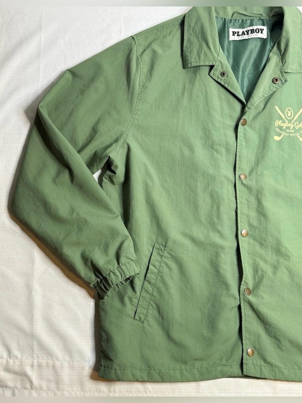 Playboy Men’s Clubs Coaches Green Jacket Lightweight Medium - Picture 3 of 11